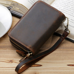 wallet for keys Mens Double Zipper Leather Key Wallet Key Holder Car Key Wallet Key Case Wallet For Men