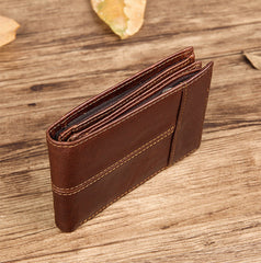 Cool Leather Brown Men's Business Zipper billfold Small Wallet Black Bifold Wallet Card Wallet For Men - iwalletsmen