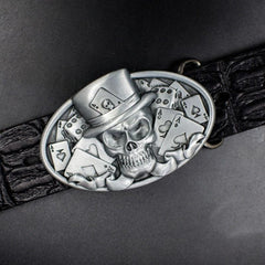 Handmade Genuine Leather Punk Rock Skull Mens Cool Men Biker Trucker Leather Belt