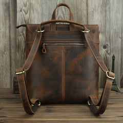 Badass Brown Leather Men's 12 inches Side Courier Bag Bag Computer Backpack School Backpack For Men - iwalletsmen