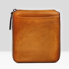 Handmade Mens Cool billfold Leather Wallet Men Small zipper Wallets Bifold for Men - iwalletsmen