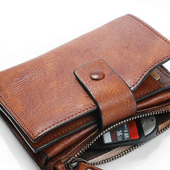 Handmade Mens Cool billfold Leather Wallet Men Small Slim Wallets Bifold for Men