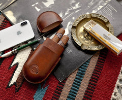 Cool Black Leather Mens 2pcs Cigar Case Cool Custom Leather Cigar Case for Men - iwalletsmen