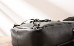 Black Leather Mens Sling Bag Sling Shoulder Bag Sling Backpack for men - iwalletsmen