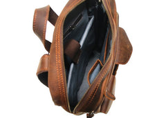 Cool Brown Leather Mens Backpack Travel Backpacks Laptop Backpack for men - iwalletsmen
