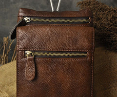 Mens Leather Small Side Bag COURIER BAG Waist Pouch Holster Belt Case Belt Pouch for Men - iwalletsmen