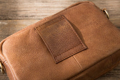 Cool Small Mens Leather Camel Bag Messenger Bags Shoulder Bags  for Men - iwalletsmen