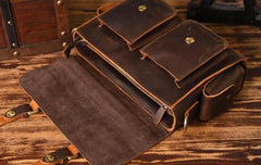 Genuine Leather Mens Cool Messenger Bag Briefcase Work Bag Business Bag for men
