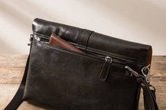 Small Leather Black Mens Cool Messenger Bags Shoulder Bags  for Men - iwalletsmen