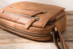Small Cool Leather Mens Messenger Bags Shoulder Bag  for Men - iwalletsmen