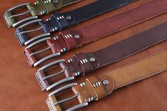 Genuine Leather Punk Rock Biker Trucker Mens Belt Men Black Coffee Belt for Men