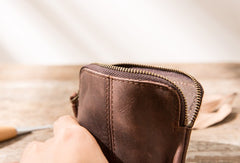 Leather Mens Coin Holders Slim Front Pocket Wallet Change Wallet for Men - iwalletsmen