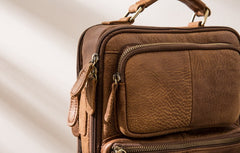 Cool Leather Brown Small Mens Messenger Bag Vintage Shoulder Bag  for Men - iwalletsmen