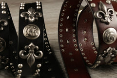 Handmade Genuine Custom Punk Biker Leather Mens Leather Men Belt for Men - iwalletsmen