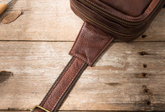 Coffee Leather Mens Sling Bag Sling Shoulder Bag Sling Backpacks for men - iwalletsmen