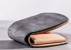 Handmade Vintage Leather Mens Small Wallet Bifold Wallet for Men - iwalletsmen