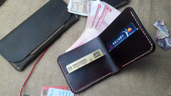 Handmade Vintage Leather Mens Slim Small Wallet Leather Bifold Wallets for Men - iwalletsmen