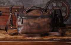 Handmade Leather Mens Cool Messenger Bag Briefcase Work Bag Business Bag for men