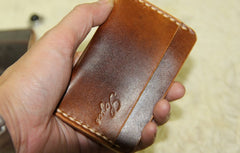 Handmade Leather Mens Slim Front Pocket Wallets Leather Card Wallet for Men - iwalletsmen