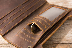 Vintage Cool Mens long Wallet Leather Wallet Long Wallet for Men - iwalletsmen