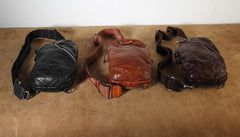 Handmade Genuine Leather Mens Cool Chest Bag Sling Bag Crossbody Bag Travel Bag Hiking Bag for men