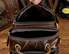 Mens Leather Small Side Bag COURIER BAG Waist Bag Holster Belt Case Belt Pouch for Men - iwalletsmen