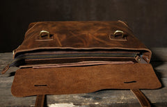 Handmade Leather Mens Cool Messenger Bag Briefcase Work Bag Business Bag Laptop Bag for men