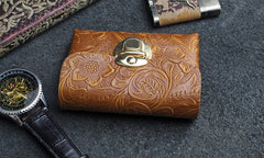 Handmade Leather Floral Mens Cool billfold Wallet Card Holder Small Card Slim Wallets for Men