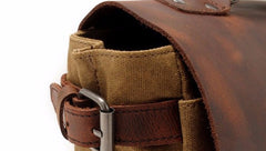 Mens Waxed Canvas Leather Side Bag Messenger Bag Canvas Courier Bag for Men - iwalletsmen