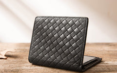 Braided Leather Mens Small Wallets Bifold Slim Front Pocket Wallet for Men - iwalletsmen
