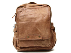 Leather Camel Mens Backpack Cool Travel Backpacks Laptop Backpack for men - iwalletsmen