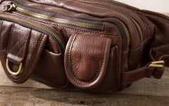Coffee Cool Leather Fanny Packs Mens Waist Bag Hip Pack Belt Bag for Men - iwalletsmen