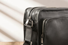 Black Cool Leather Mens Shoulder Bags Messenger Bags for Men - iwalletsmen