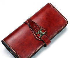 Handmade Leather Mens Chain Biker Wallet Cool Leather Wallet Long Phone Wallets for Men