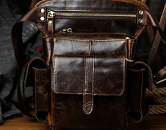 Biker Mens Leather Drop Leg Bag Waist Bag Side Bag Belt Pouch Pack for Men - iwalletsmen