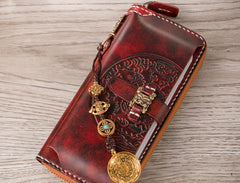 Handmade Leather Mens Chain Biker Wallet Cool Leather Wallet Long Phone Wallets for Men - iwalletsmen