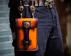 Handmade Biker Leather Belt Pouch Mens Cases Waist Bag Hip Pack Belt Bag Fanny Pack Bumbag for Men