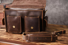 Genuine Leather Mens Cool Messenger Bag Briefcase Work Bag Business Bag for men