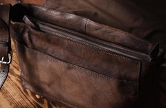 Handmade Leather Mens Cool Messenger Bag Briefcase Work Bag Business Bag for men