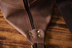 Genuine Leather Mens Cool Chest Bag Sling Bag Crossbody Bag Travel Bag Hiking Bag for men