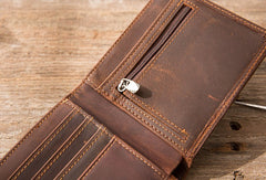Vintage Leather Mens Small Wallets Bifold Slim billfold Wallet for Men - iwalletsmen