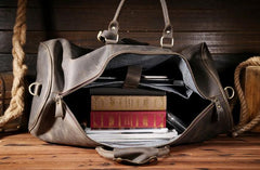 Vintage Leather Mens Large Weekender Bag Travel Bag Duffle Bag - iwalletsmen
