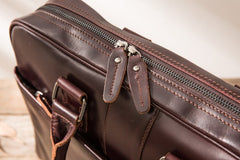 Red Brown Leather Mens Briefcase Work Bag Laptop Bag Business Bag for Men - iwalletsmen