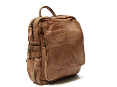 Leather Camel Mens Backpack Cool Travel Backpacks Laptop Backpack for men - iwalletsmen