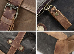 Waxed Canvas Leather Mens Travel Backpacks Canvas Backpack Canvas School Backpack for Men - iwalletsmen