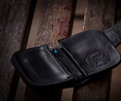 Handmade Leather Biker Wallet Mens Cool billfold Chain Wallet Trucker Wallet with Chain