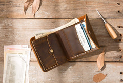 Cool Handmade Leather Mens Small Wallets Bifold Vintage billfold Wallet for Men - iwalletsmen