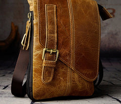 Mens Leather Small Side Bag COURIER BAGs Waist Pouch Holster Belt Case Belt Pouch for Men - iwalletsmen