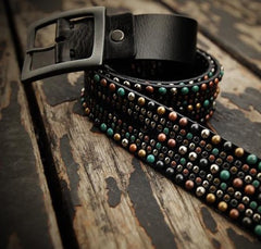 Handmade Genuine Leather Mens Belt Custom Cool Leather Men Black Belt for Men