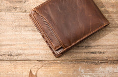 Cool Leather Mens Small Wallets Bifold Vintage billfold Wallets for Men - iwalletsmen